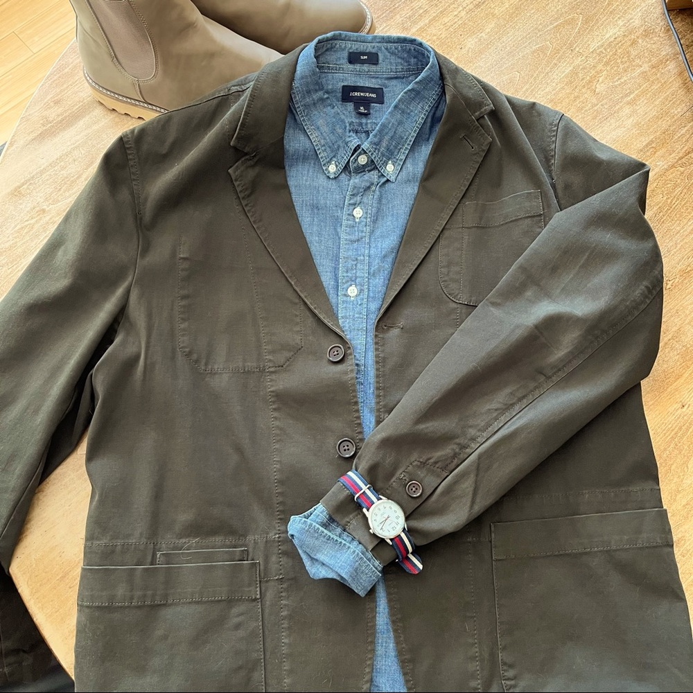 Banana Republic brushed cotton unstructured Chor blazer in dark olive